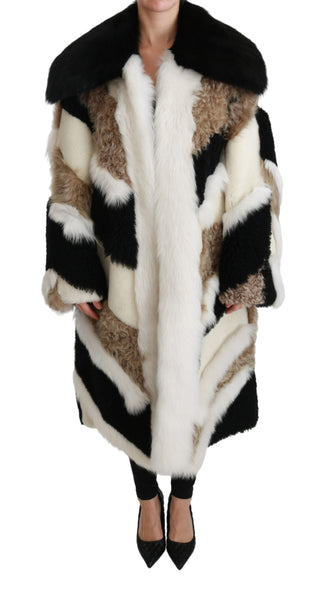 Elegant Multicolor Shearling Cape Coat - Luxury for You