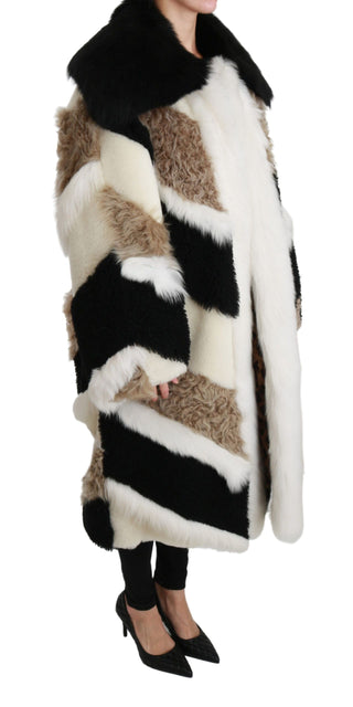 Elegant Multicolor Shearling Cape Coat - Luxury for You