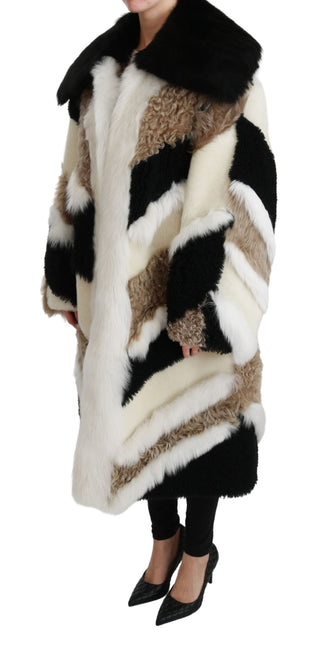 Elegant Multicolor Shearling Cape Coat - Luxury for You