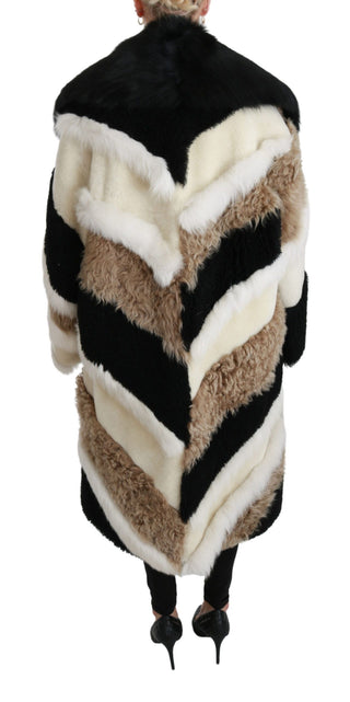 Elegant Multicolor Shearling Cape Coat - Luxury for You