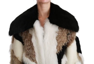 Elegant Multicolor Shearling Cape Coat - Luxury for You