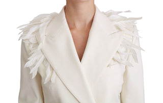 Elegant White Double Breasted Blazer Jacket - Luxury for You