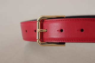 Elegant Red Leather Belt With Gold-tone Buckle