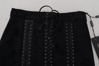 Elegant Black High-waist Silk-lined Skirt