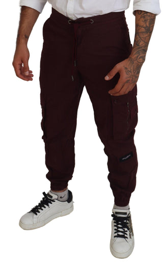 Elegant Burgundy Cotton Jogger Pants