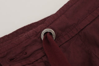 Elegant Burgundy Cotton Jogger Pants