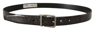 Sleek Grosgrain Leather Belt With Metal Buckle