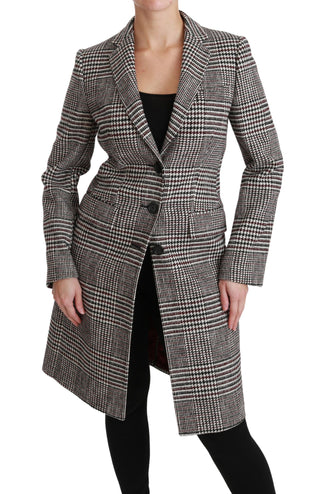 Elegant Multicolor Checked Knee-length Jacket Coat - Luxury for You