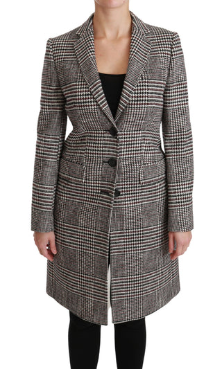 Elegant Multicolor Checked Knee-length Jacket Coat - Luxury for You