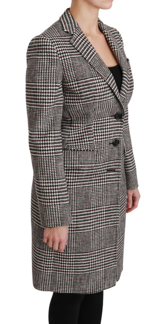 Elegant Multicolor Checked Knee-length Jacket Coat - Luxury for You