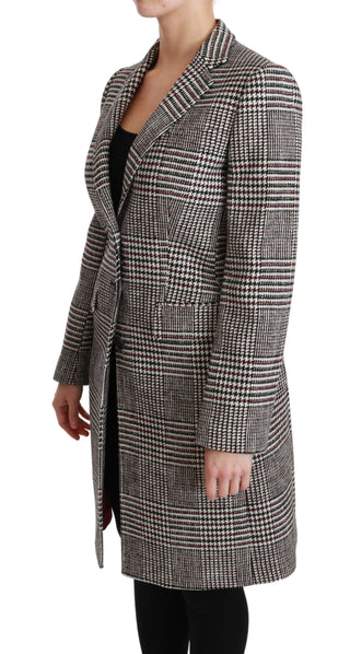 Elegant Multicolor Checked Knee-length Jacket Coat - Luxury for You