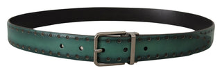 Elegant Leather Belt With Silver Tone Buckle