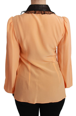 Silk Blend Yellow Blouse With Sequined Collar - Luxury for You