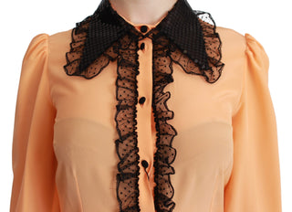 Silk Blend Yellow Blouse With Sequined Collar - Luxury for You