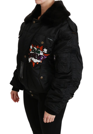 Elegant Black Bomber Jacket With Detachable Features - Luxury for You