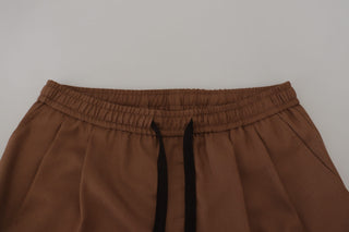 Chic Brown Cashmere-silk Jogger Pants