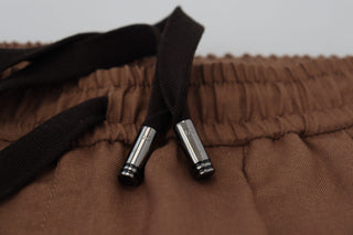 Chic Brown Cashmere-silk Jogger Pants