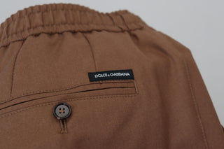 Chic Brown Cashmere-silk Jogger Pants