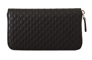 Elegant Black Leather Zip-around Wallet