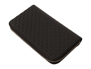 Elegant Black Leather Zip-around Wallet