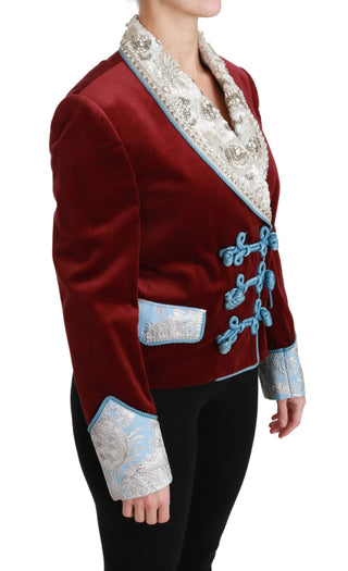 Opulent Red Baroque Detail Blazer - Luxury for You