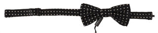 Elegant Black And White Polka Dot Silk Bow Tie