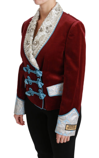 Opulent Red Baroque Detail Blazer - Luxury for You