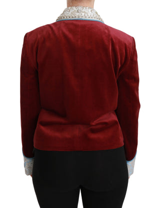 Opulent Red Baroque Detail Blazer - Luxury for You