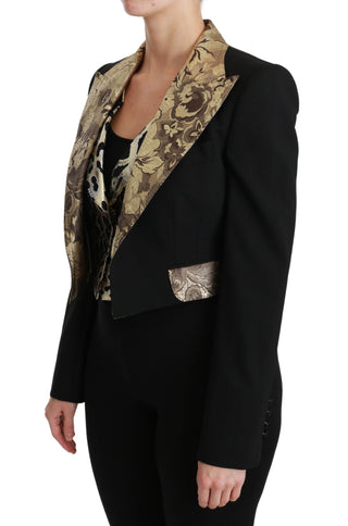 Opulent Black Gold Floral Jacket And Vest Ensemble - Luxury for You