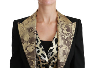 Opulent Black Gold Floral Jacket And Vest Ensemble - Luxury for You