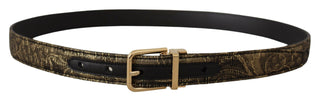 Elegant Black And Gold Leather Belt