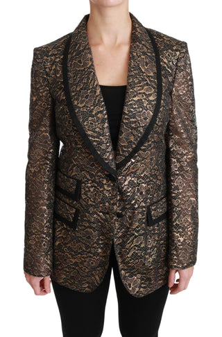 Elegant Gold Floral Lace Blazer Jacket - Luxury for You