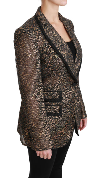 Elegant Gold Floral Lace Blazer Jacket - Luxury for You