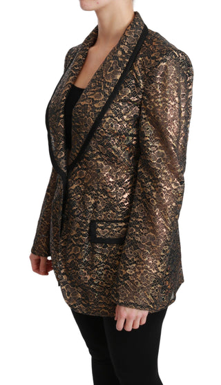 Elegant Gold Floral Lace Blazer Jacket - Luxury for You