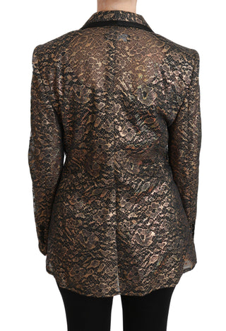 Elegant Gold Floral Lace Blazer Jacket - Luxury for You