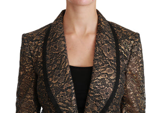 Elegant Gold Floral Lace Blazer Jacket - Luxury for You