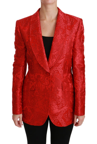 Red Floral Angel Pattern Blazer - Luxury for You