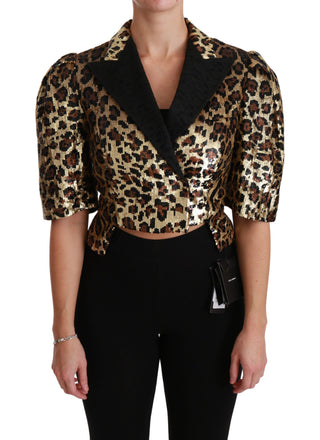 Gold Leopard Print Short Sleeve Blazer - Luxury for You