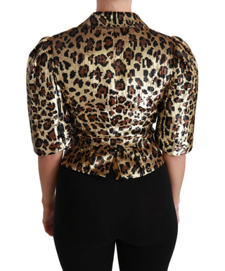 Gold Leopard Print Short Sleeve Blazer - Luxury for You