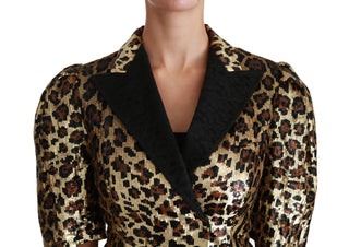 Gold Leopard Print Short Sleeve Blazer - Luxury for You