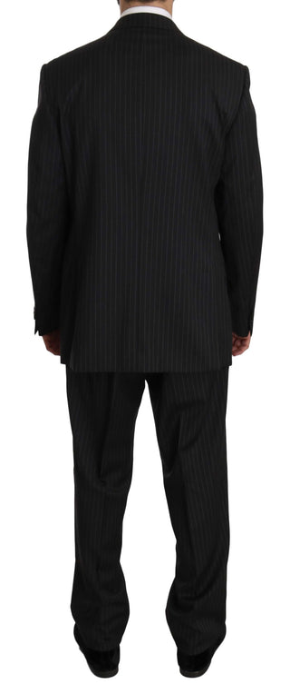 Elegant Black Striped Wool Suit - Luxury for You