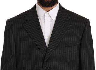 Elegant Black Striped Wool Suit - Luxury for You