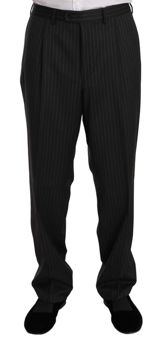 Elegant Black Striped Wool Suit - Luxury for You