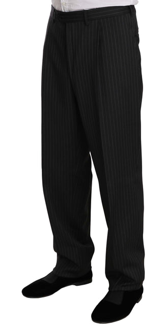 Elegant Black Striped Wool Suit - Luxury for You