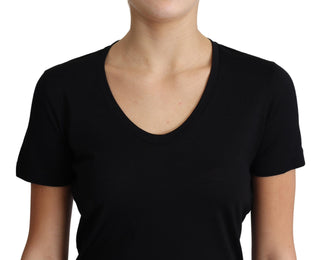 Elegant Black Wool Round Neck T-shirt - Luxury for You