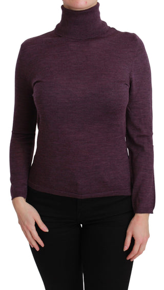 Elegant Turtleneck Wool Sweater In Purple - Luxury for You