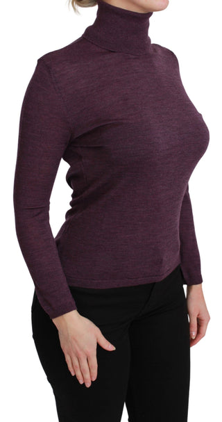 Elegant Turtleneck Wool Sweater In Purple - Luxury for You