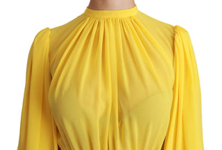 Silk Pleated A-line Mini Dress In Sunshine Yellow - Luxury for You