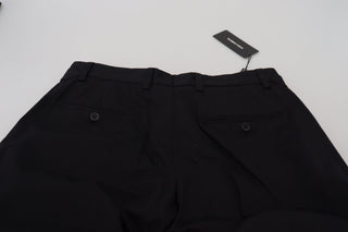 Sleek Black Italian Designer Pants With Side Buckle