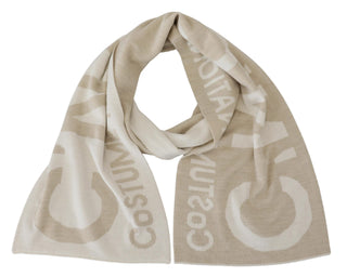 Elegant Beige Wool-blend Scarf Wrap